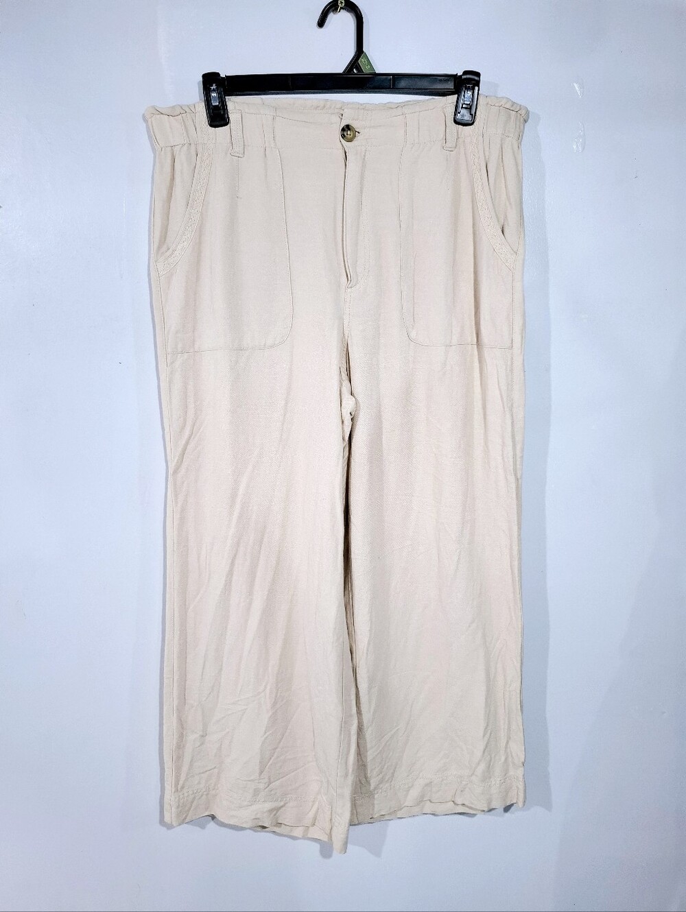 Democracy relaxed wide-leg pants lightweight Pockets Sz 16 Neutral Loungewear